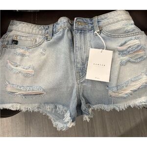 KanCan Women's Ripped Jean Shorts - Light Blue